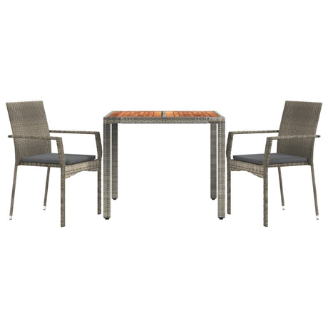Vidaxl 3-delige tuinset met kussens poly rattan grijs