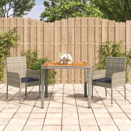 Vidaxl 3-delige tuinset met kussens poly rattan grijs