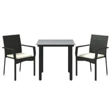 Vidaxl 3-delige tuinset met kussens poly rattan zwart
