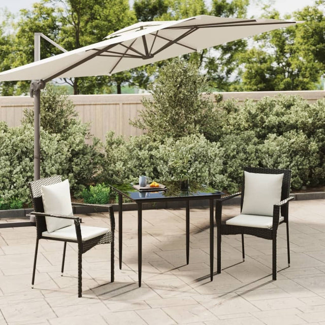 Vidaxl 3-delige tuinset met kussens poly rattan zwart