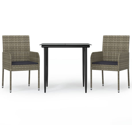 Vidaxl 3-delige tuinset met kussens poly rattan zwart en grijs
