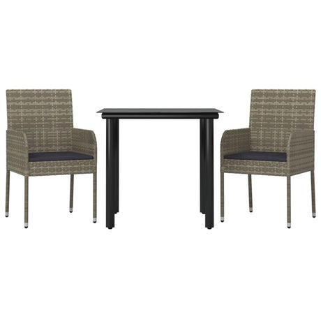 Vidaxl 3-delige tuinset met kussens poly rattan zwart en grijs