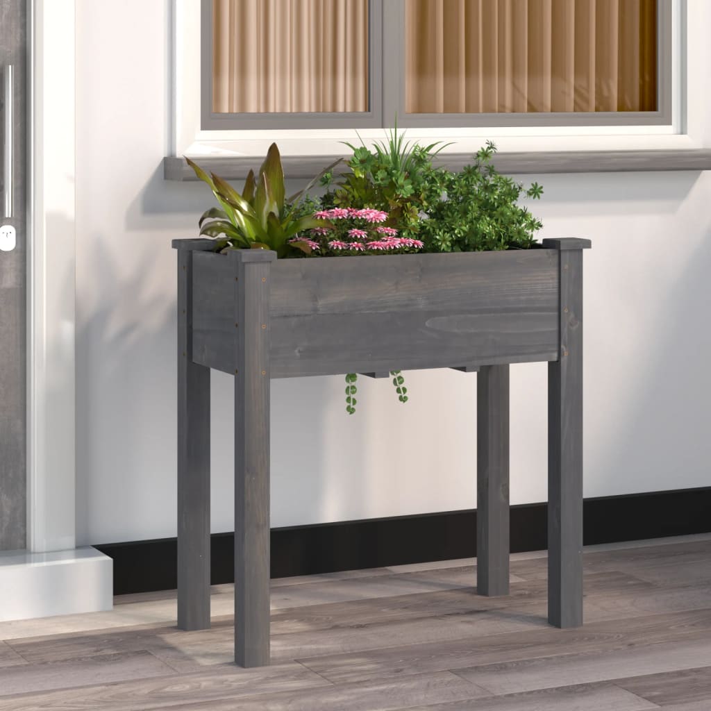 Vidaxx Pflanzgefäß mit Futter 71x37x76 cm massives Kiefernholz grau