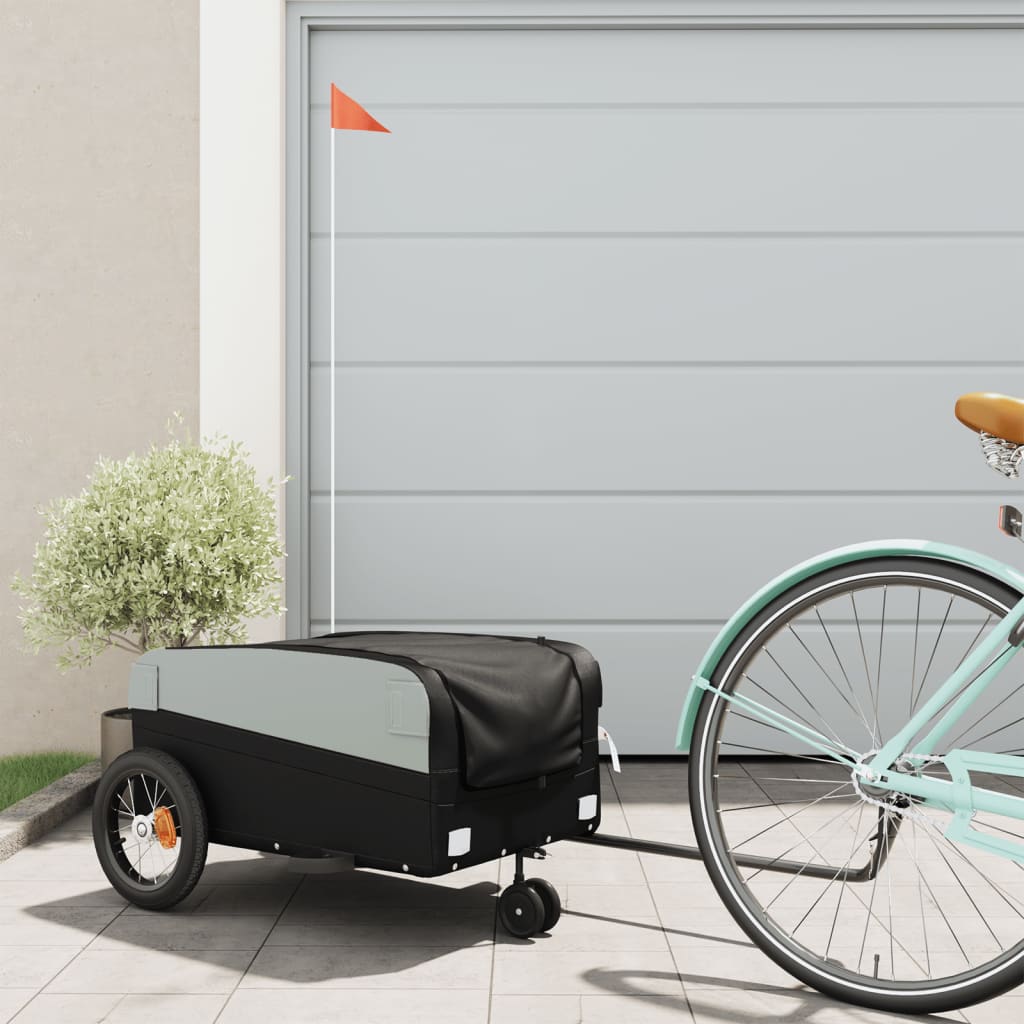 VidaXL Fahrradanhänger 30 kg Eisen schwarz