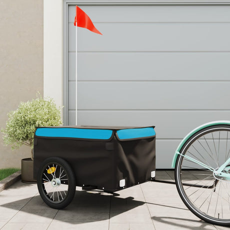 VidaXL Fahrradanhänger 45 kg Eisen schwarz und blau
