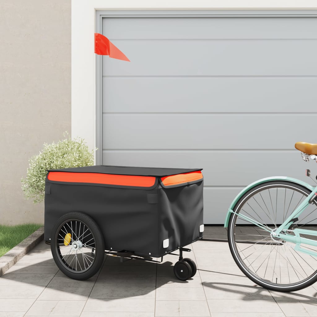 VidaXL Fahrradanhänger 45 kg Eisen schwarz und orange