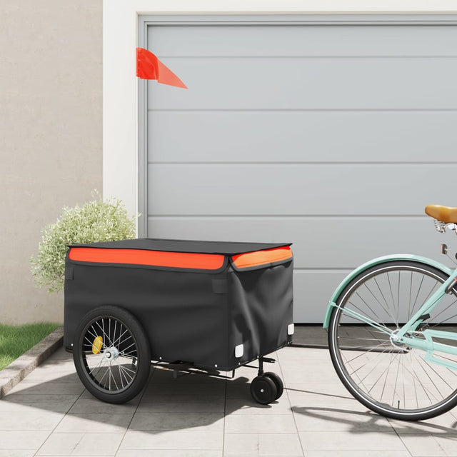 VidaXL Fahrradanhänger 45 kg Eisen schwarz und orange