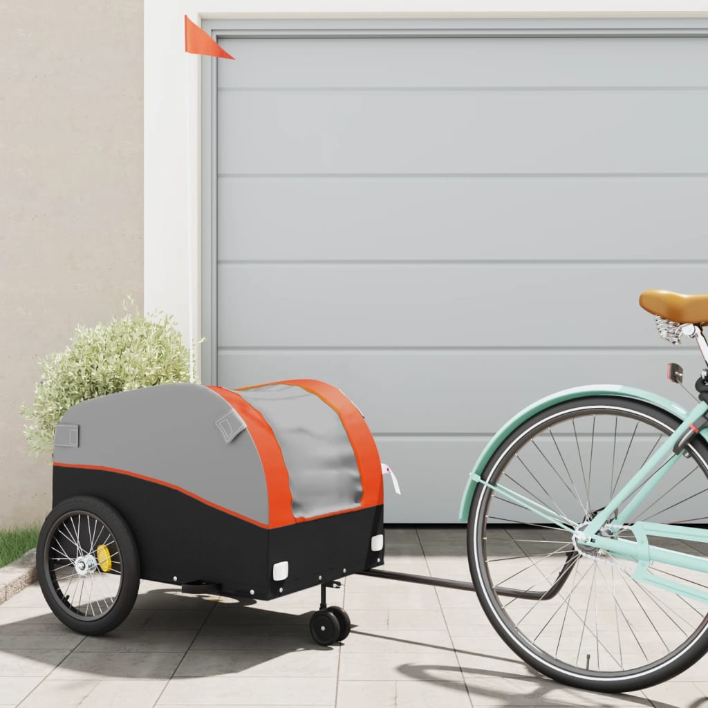 VidaXL Fahrradanhänger 45 kg Eisen schwarz und orange