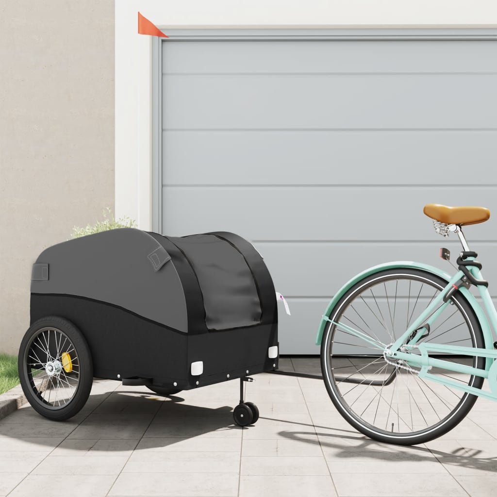 VidaXL Fahrradanhänger 45 kg Eisen schwarz