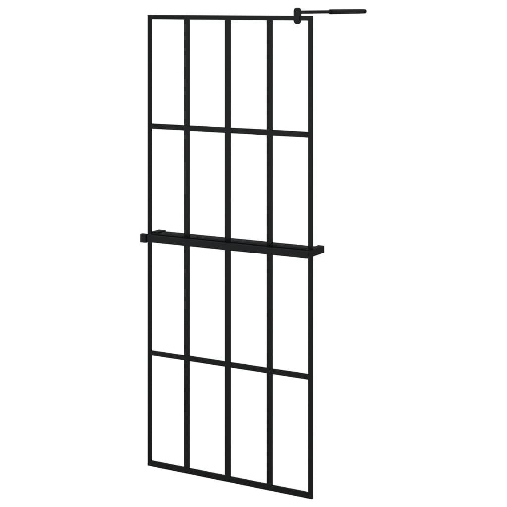 VidaXL Walk-in Duschabtrennung mit Ablage 80x195 cm ESG-Glas Aluminium schwarz