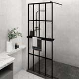 VidaXL Walk-in Duschabtrennung mit Ablage 80x195 cm ESG-Glas Aluminium schwarz