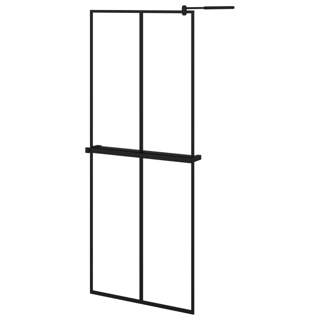 VidaXL Walk-in Duschabtrennung mit Ablage 80x195 cm ESG-Glas Aluminium schwarz