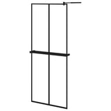 VidaXL Walk-in Duschabtrennung mit Ablage 80x195 cm ESG-Glas Aluminium schwarz