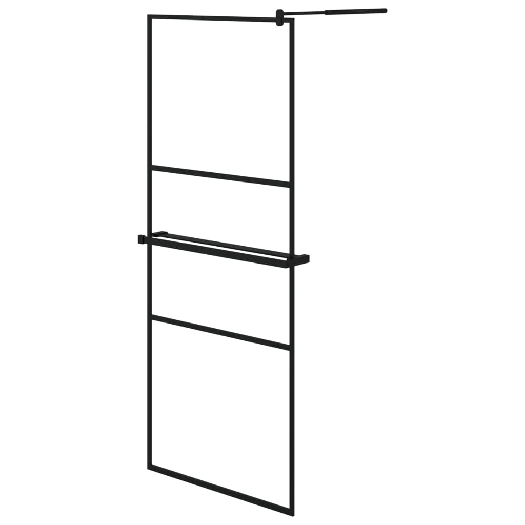 VidaXL Walk-in Duschabtrennung mit Ablage 80x195 cm ESG-Glas Aluminium schwarz