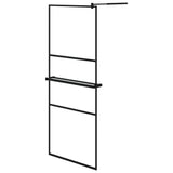 VidaXL Walk-in Duschabtrennung mit Ablage 80x195 cm ESG-Glas Aluminium schwarz