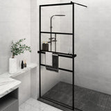 VidaXL Walk-in Duschabtrennung mit Ablage 80x195 cm ESG-Glas Aluminium schwarz