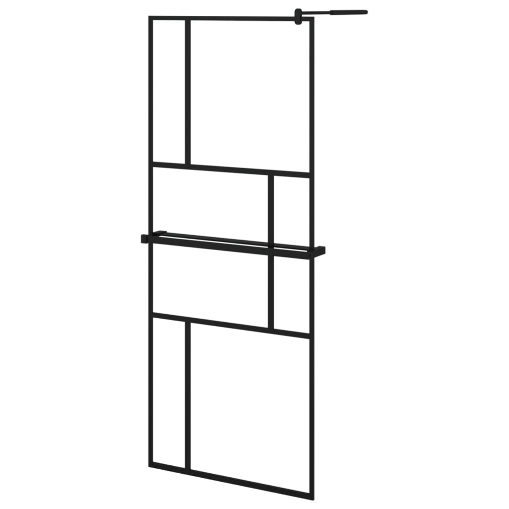 VidaXL Walk-in Duschabtrennung mit Ablage 80x195 cm ESG-Glas Aluminium schwarz