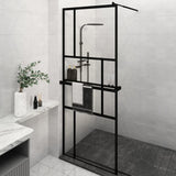 VidaXL Walk-in Duschabtrennung mit Ablage 80x195 cm ESG-Glas Aluminium schwarz