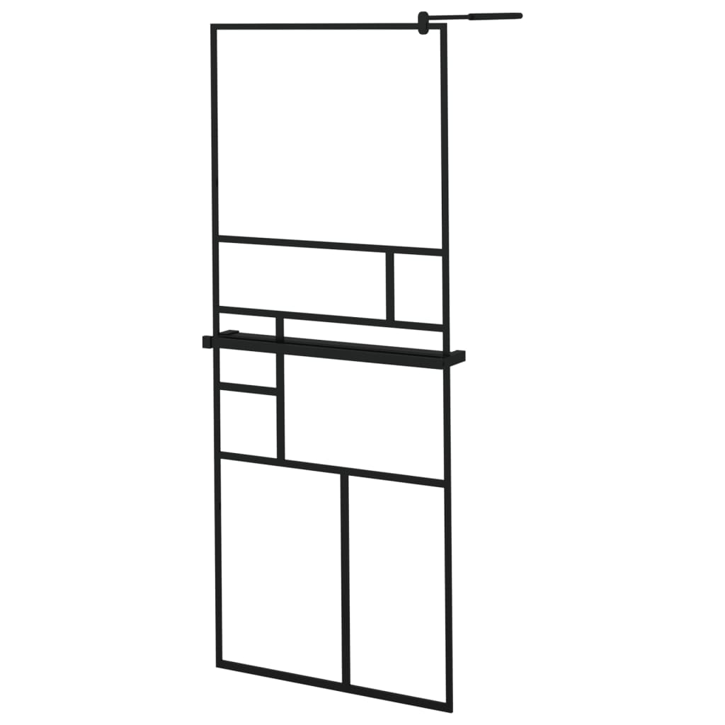 VidaXL Walk-in Duschabtrennung mit Ablage 80x195 cm ESG-Glas Aluminium schwarz