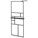 VidaXL Walk-in Duschabtrennung mit Ablage 80x195 cm ESG-Glas Aluminium schwarz