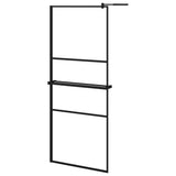 VidaXL Walk-in Duschabtrennung mit Ablage 80x195 cm ESG-Glas Aluminium schwarz