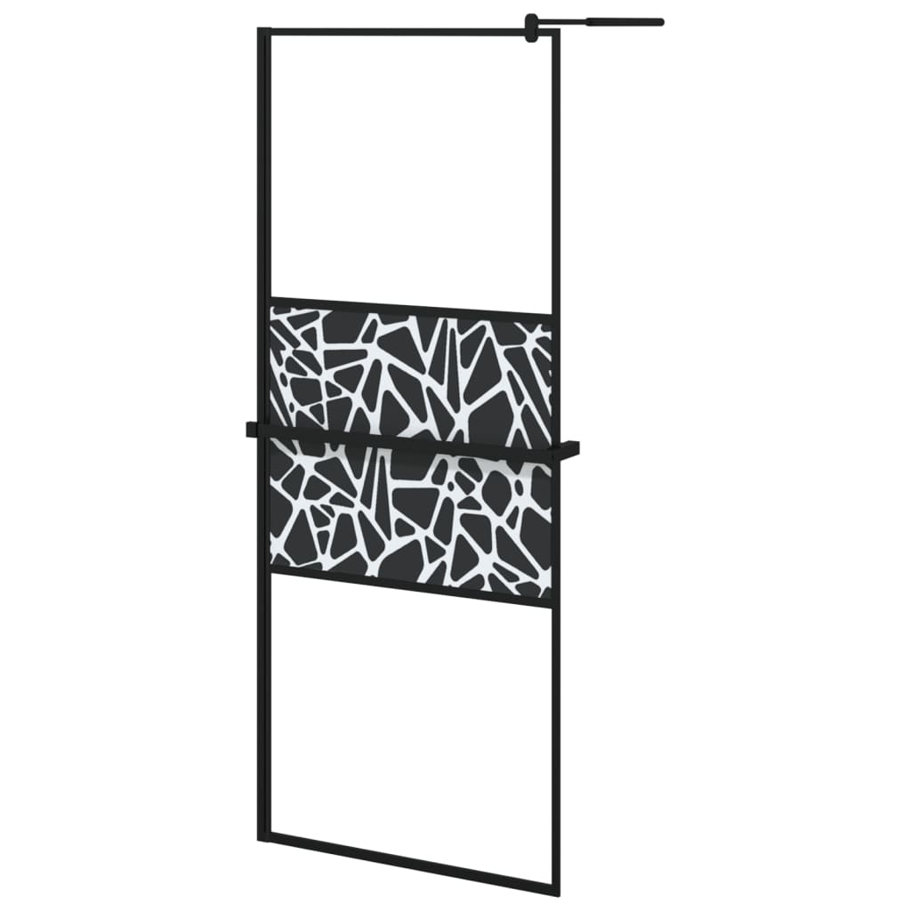 VidaXL Walk-in Duschabtrennung mit Ablage 80x195 cm ESG-Glas Aluminium schwarz