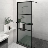 VidaXL Walk-in Duschabtrennung mit Ablage 80x195 cm ESG-Glas Aluminium schwarz