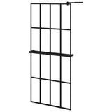 VidaXL Walk-in Duschabtrennung mit Ablage 90x195 cm ESG Glas Aluminium schwarz
