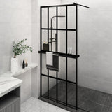 VidaXL Walk-in Duschabtrennung mit Ablage 90x195 cm ESG Glas Aluminium schwarz