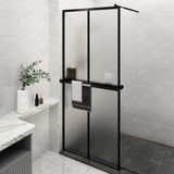 VidaXL Walk-in Duschabtrennung mit Ablage 90x195 cm ESG Glas Aluminium schwarz