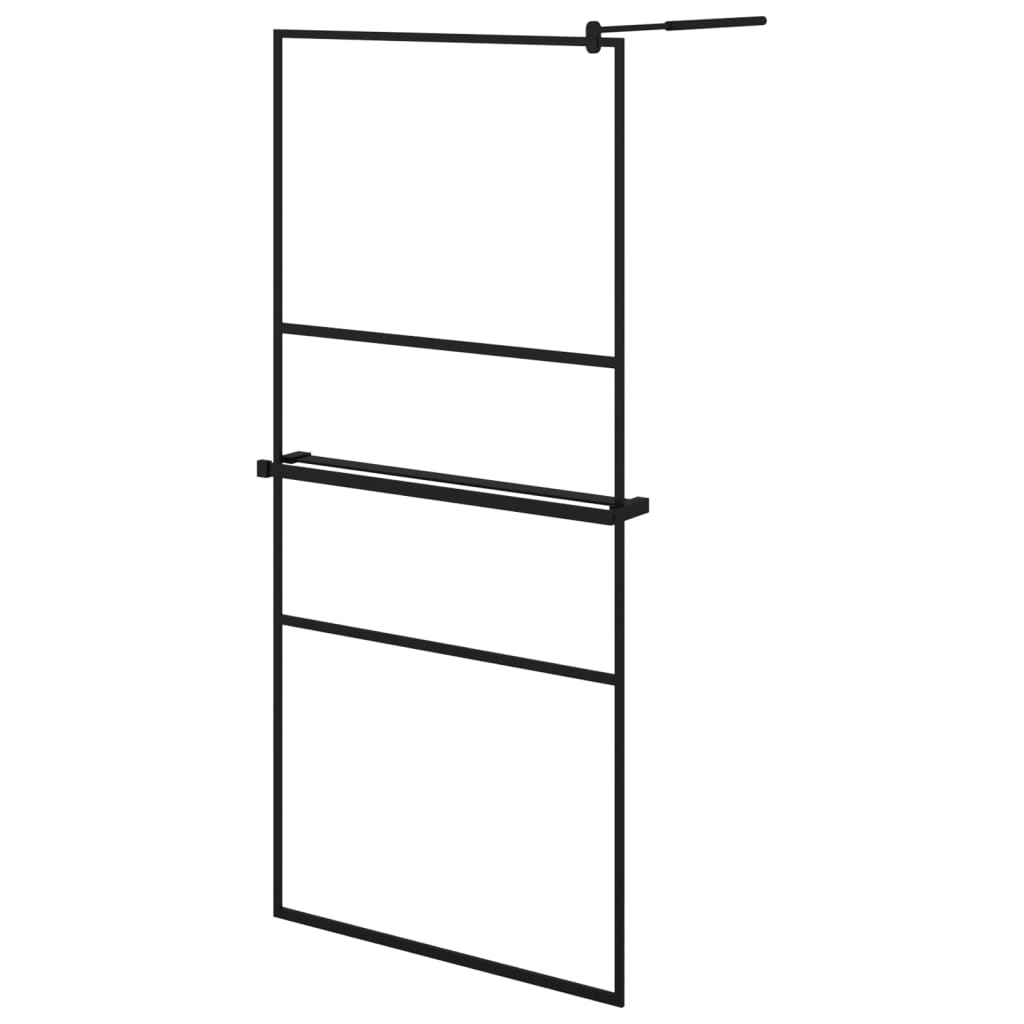 VidaXL Walk-in Duschabtrennung mit Ablage 90x195 cm ESG Glas Aluminium schwarz
