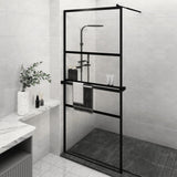 VidaXL Walk-in Duschabtrennung mit Ablage 90x195 cm ESG Glas Aluminium schwarz