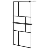 VidaXL Walk-in Duschabtrennung mit Ablage 90x195 cm ESG Glas Aluminium schwarz
