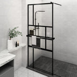 VidaXL Walk-in Duschabtrennung mit Ablage 90x195 cm ESG Glas Aluminium schwarz