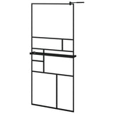 VidaXL Walk-in Duschabtrennung mit Ablage 90x195 cm ESG Glas Aluminium schwarz