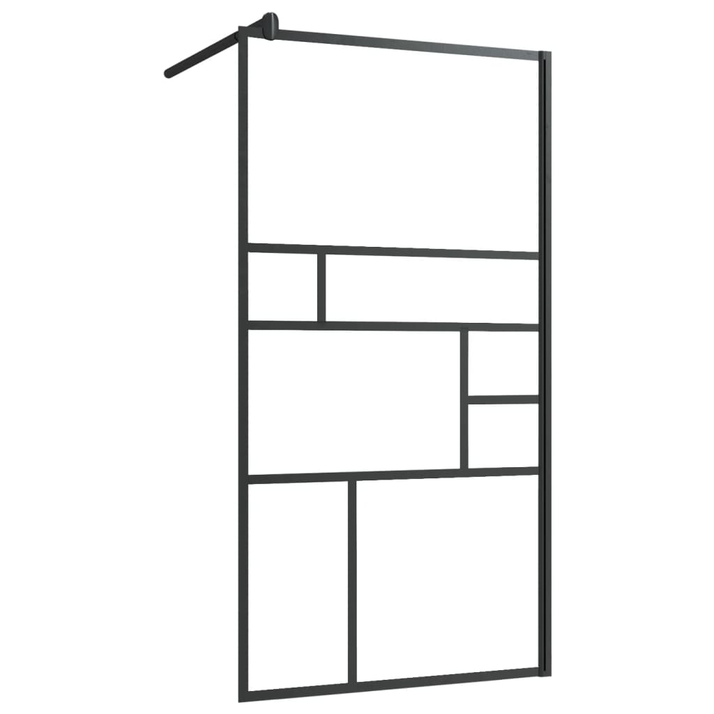 VidaXL Walk-in Duschabtrennung mit Ablage 90x195 cm ESG Glas Aluminium schwarz