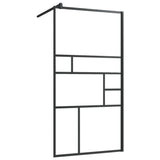 VidaXL Walk-in Duschabtrennung mit Ablage 90x195 cm ESG Glas Aluminium schwarz