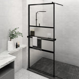 VidaXL Walk-in Duschabtrennung mit Ablage 90x195 cm ESG Glas Aluminium schwarz