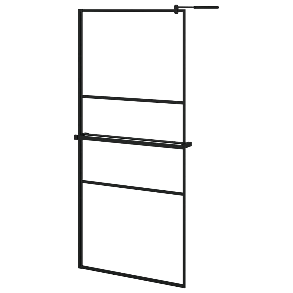 VidaXL Walk-in Duschabtrennung mit Ablage 90x195 cm ESG Glas Aluminium schwarz