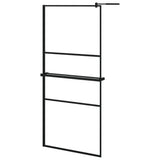 VidaXL Walk-in Duschabtrennung mit Ablage 90x195 cm ESG Glas Aluminium schwarz