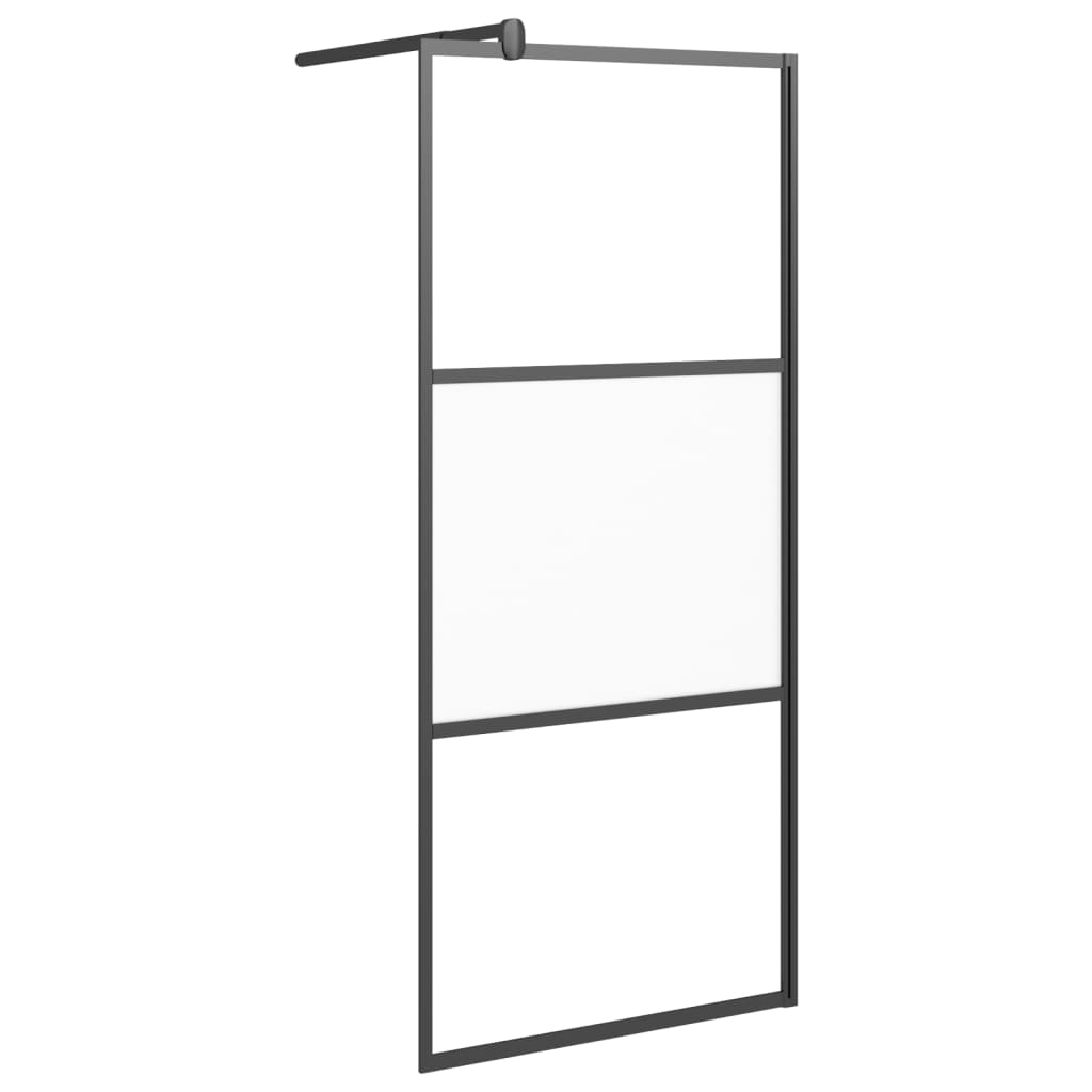 VidaXL Walk-in Duschabtrennung mit Ablage 90x195 cm ESG Glas Aluminium schwarz