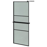 VidaXL Walk-in Duschabtrennung mit Ablage 90x195 cm ESG Glas Aluminium schwarz
