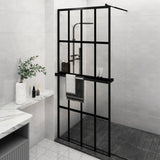 VidaXL Walk-in Duschabtrennung mit Ablage 100x195 cm ESG Glas Aluminium schwarz