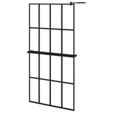 VidaXL Walk-in Duschabtrennung mit Ablage 100x195 cm ESG Glas Aluminium schwarz