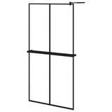 VidaXL Walk-in Duschabtrennung mit Ablage 100x195 cm ESG Glas Aluminium schwarz