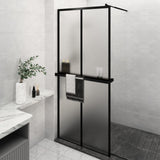 VidaXL Walk-in Duschabtrennung mit Ablage 100x195 cm ESG Glas Aluminium schwarz