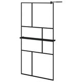 VidaXL Walk-in Duschabtrennung mit Ablage 100x195 cm ESG Glas Aluminium schwarz