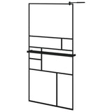 VidaXL Walk-in Duschabtrennung mit Ablage 100x195 cm ESG Glas Aluminium schwarz