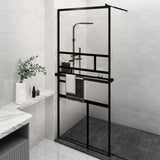 VidaXL Walk-in Duschabtrennung mit Ablage 100x195 cm ESG Glas Aluminium schwarz