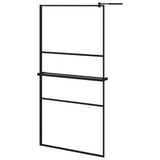 VidaXL Walk-in Duschabtrennung mit Ablage 100x195 cm ESG Glas Aluminium schwarz